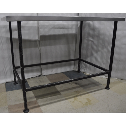 109 - 4FT METAL BASE TABLE WITH STAINLESS STEEL TOP