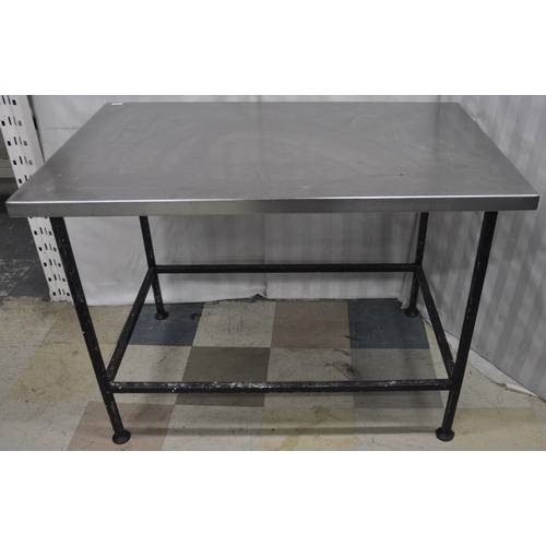 109 - 4FT METAL BASE TABLE WITH STAINLESS STEEL TOP