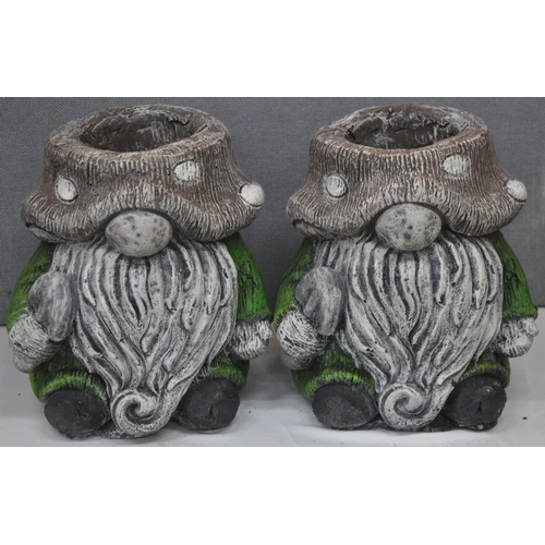 111 - 2 GARDEN GNOME PLANT POTS