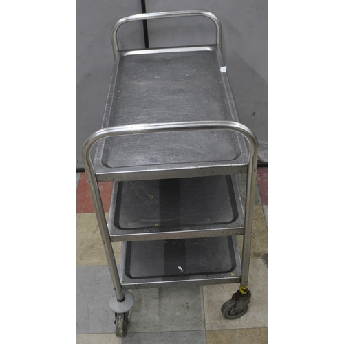 153 - 3-TIER STAINLESS STEEL TROLLEY