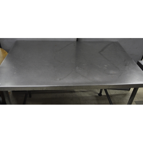 125 - 4FT METAL BASE TABLE WITH STAINLESS STEEL TOP