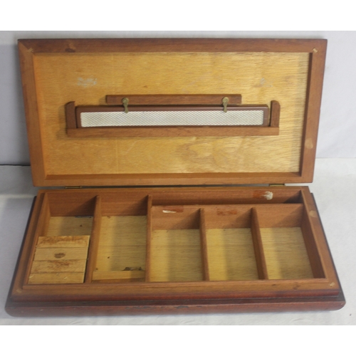 127 - CIGAR HUMIDOR, CORKSCREW, BOTTLE OPENER AND 2 COPPER DRIP TRAYS