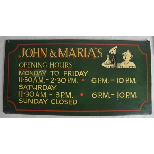 134 - JOHN AND MARIA'S SIGN, FRAMED BANK NOTES, ETC