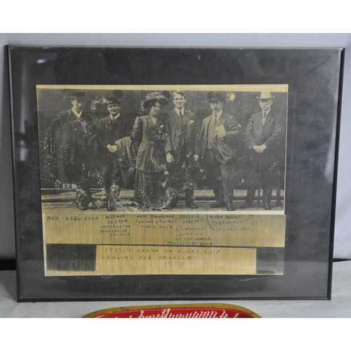 139 - WELSH RUGBY UNION CENTENARY TRAY AND FREDDIE WELSH LEAVING FOR AMERICA 1910 PHOTOGRAPH