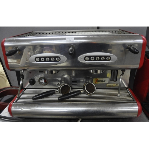 148 - SEGAFREDO 2 GROUP COFFEE MACHINE (3 PHASE) WITH COFFEE GRINDER AND KNOCK OUT DRAWER