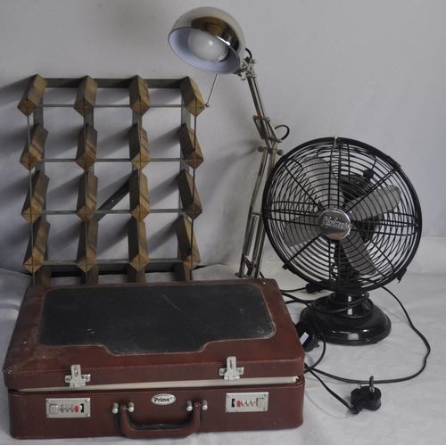 152 - HOLMES FAN, LAMP, WINE RACK AND PART SET OF KNIVES