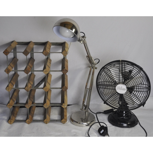 152 - HOLMES FAN, LAMP, WINE RACK AND PART SET OF KNIVES