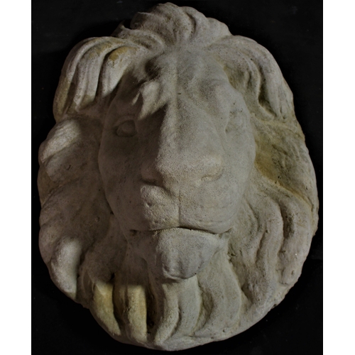 59 - STONEWORK GARDEN LION MASK (L39, W30cm)