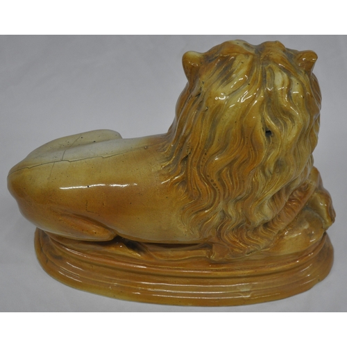 90 - PAIR OF STAFFORDSHIRE LIONS