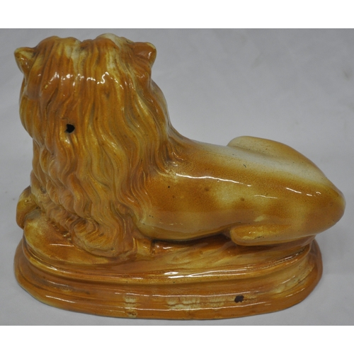 90 - PAIR OF STAFFORDSHIRE LIONS