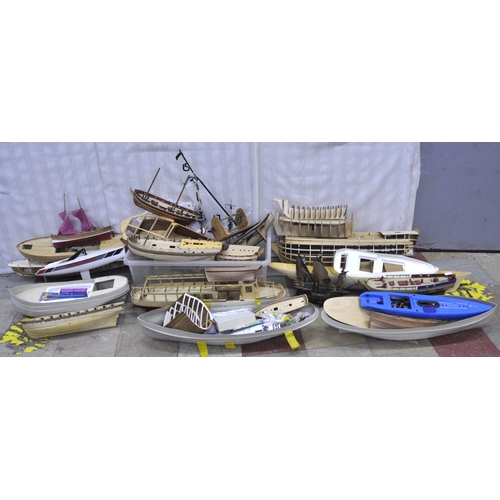 111 - VARIOUS PART BUILT MODEL BOATS