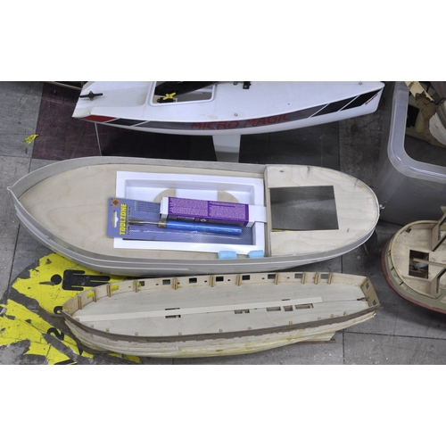 111 - VARIOUS PART BUILT MODEL BOATS