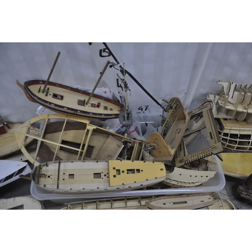 111 - VARIOUS PART BUILT MODEL BOATS