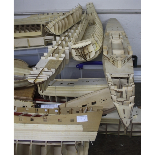 113 - VARIOUS PART BUILT MODEL BOATS