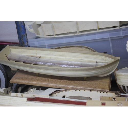 113 - VARIOUS PART BUILT MODEL BOATS