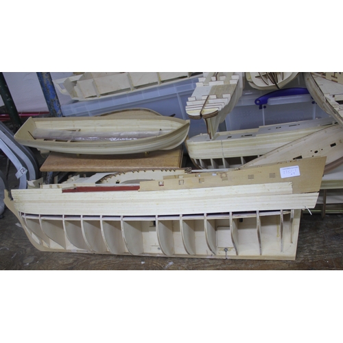 113 - VARIOUS PART BUILT MODEL BOATS