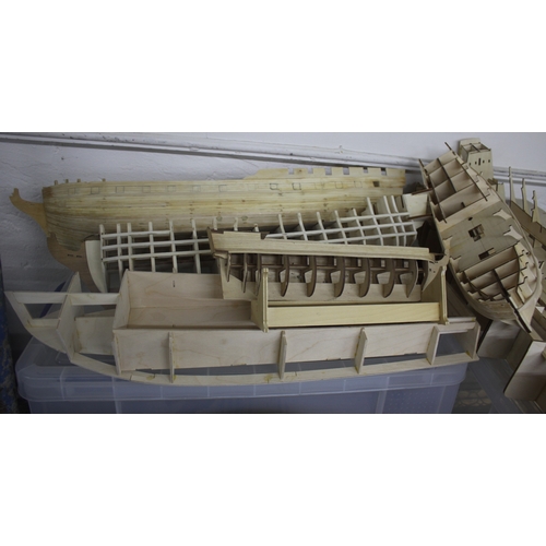 113 - VARIOUS PART BUILT MODEL BOATS