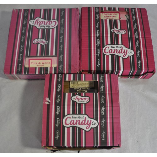 124 - 2 BOXES (16 PER BOX) THE REAL CANDY CO NOUGAT AND 11 BARS THE REAL CANDY CO VANILLA/RUM FLAVOUR WITH... 