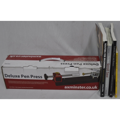 125 - AXMINSTER DELUXE PEN PRESS AND 4 WOODWORKING BOOKS