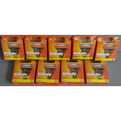 137 - 9 PACKS OF 8 GILETTE FUSION 5 RAZOR HEADS (A116)