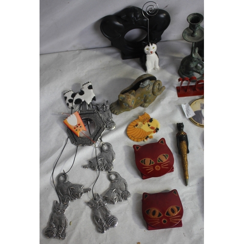 13 - MISCELLANEOUS CAT ITEMS - LETTER RACKS, PAPERWEIGHTS, WIND CHIMES ETC