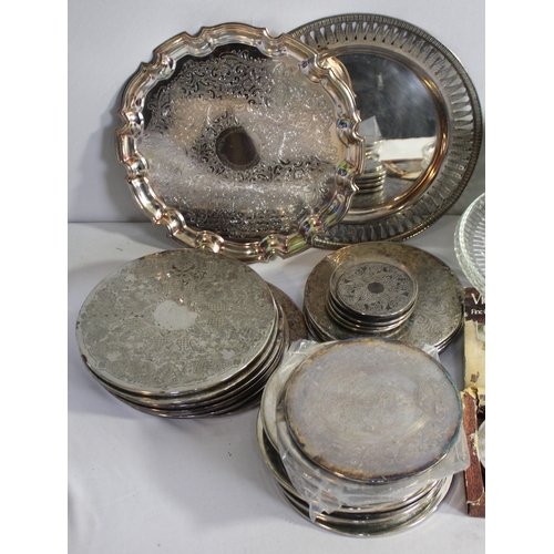 41 - BOX OF SILVER PLATED ITEMS AND SOME PEWTER