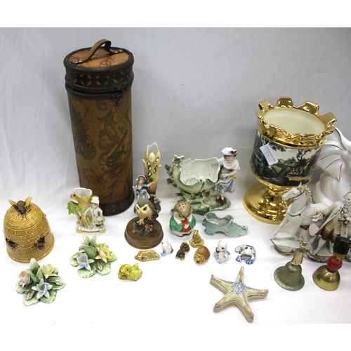 63 - MISCELLANEOUS INCLUDING CHARACTER JUGS (DAMAGED), HONEY POT, ETC