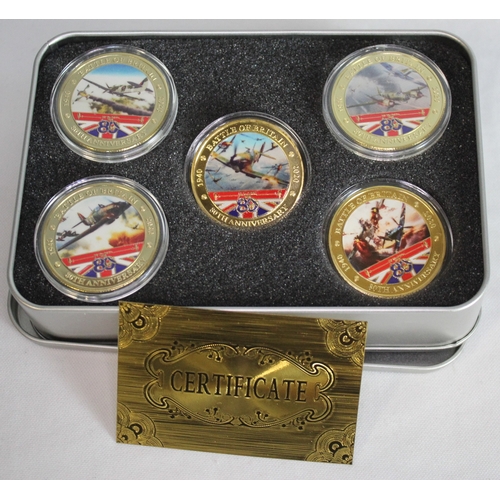 367 - SET OF 5 BATTLE OF BRITAIN 1940 80th ANNIVERSARY COINS WITH CERTIFICATE