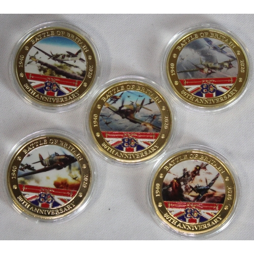 367 - SET OF 5 BATTLE OF BRITAIN 1940 80th ANNIVERSARY COINS WITH CERTIFICATE