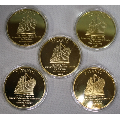 368 - SET OF 5 RMS TITANIC COINS WITH CERTIFICATE