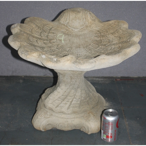 69 - STONEWORK SHELL BIRD BATH ON DECORATIVE BASE (13