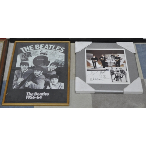 70 - MARILYN MONROE CANVAS, HIGH STREET MUSICAL 3 CLOCK, FRAMED PICTURE 'THE BEATLES 1956-64', SIGNED BEA... 