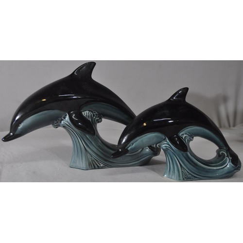 84 - 4 DOLPHIN ORNAMENTS: 2 POOLE & 2 REGENCY FINE ARTS (SOME DAMAGE)