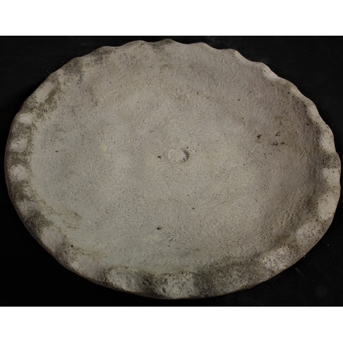 89 - STONEWORK VINEYARD BIRD BATH ADORNED VINE LEAVES (23