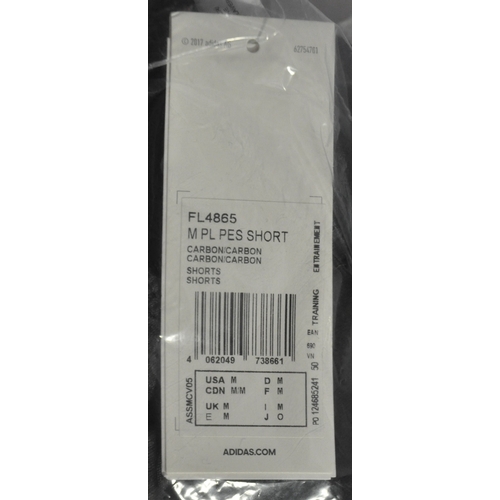 107 - 6 NEW ADIDAS PL PES SHORTS - CARBON - SIZE M