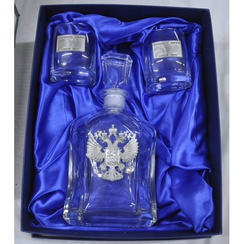 108 - DECANTER AND TUMBLER SET AND BOX OF GUINNESS GLASSES