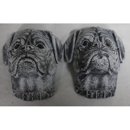 121 - 4 GARDEN ORNAMENTS - 1 GARGOYLE, 2 BOXER HEADS AND 1 TORTOISE