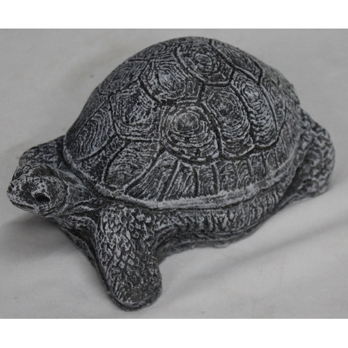 121 - 4 GARDEN ORNAMENTS - 1 GARGOYLE, 2 BOXER HEADS AND 1 TORTOISE