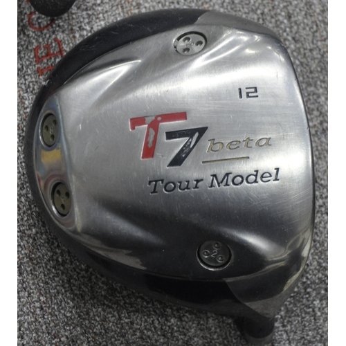 142 - GOLF CLUBS, BALLS, TEES AND BALL COLLECTOR