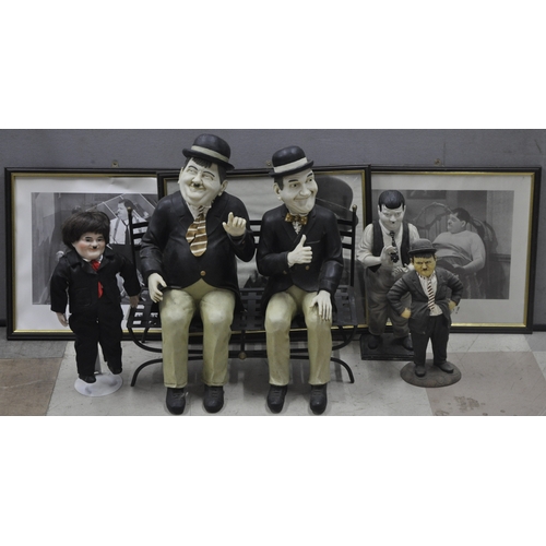 145 - VARIOUS LAUREL AND HARDY ORNAMENTS AND PICTURES