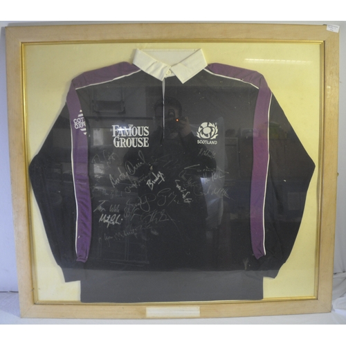 165 - FRAMED SIGNED SCOTLAND RUGBY JERSEY