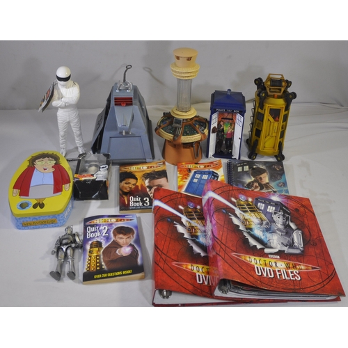 173 - BOX OF TELEVISION THEME ITEMS INCLUDING DOCTOR WHO AND TOP GEAR