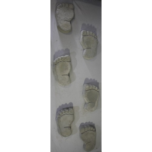 156 - 3 PAIR (6) STONEWORK FOOTPRINT STEPPING STONES - OPTION OF LOT 157