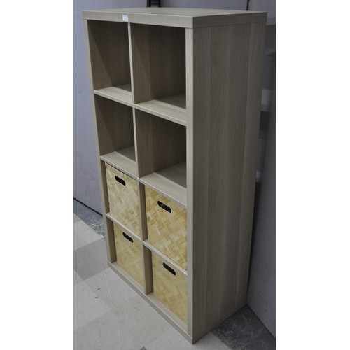 99 - IKEA KALLAX SECTIONED SHELF UNIT AND 4 BASKET DRAWERS