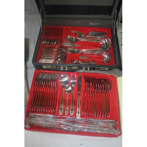 155 - 2 KITCHEN KNIFE SETS - 1 INCOMPLETE AND CASE OF CUTLERY