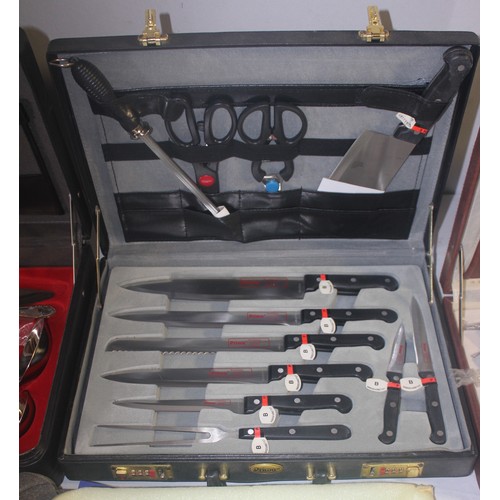 155 - 2 KITCHEN KNIFE SETS - 1 INCOMPLETE AND CASE OF CUTLERY