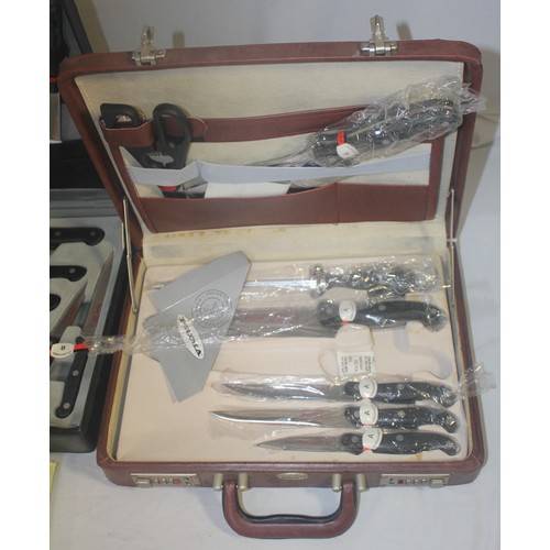155 - 2 KITCHEN KNIFE SETS - 1 INCOMPLETE AND CASE OF CUTLERY