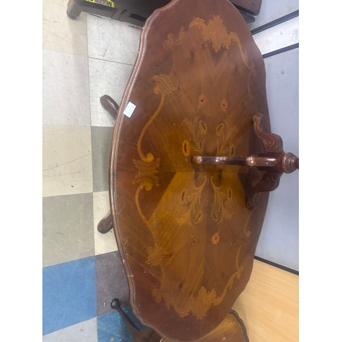 16 - INLAID COFFEE TABLE AND 3 OCCASIONAL TABLES