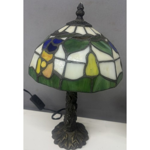 24 - 2 TABLE LAMPS WITH COLOUR GLASS SHADES - WORKING
