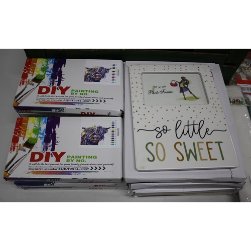 47 - BOX OF MISCELLANEOUS INCLUDING ARTS, CRAFTS, PHOTO FRAMES, ETC